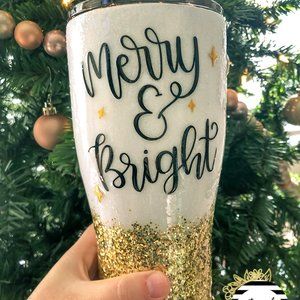 Merry and Bright Glitter Tumbler 30OZ